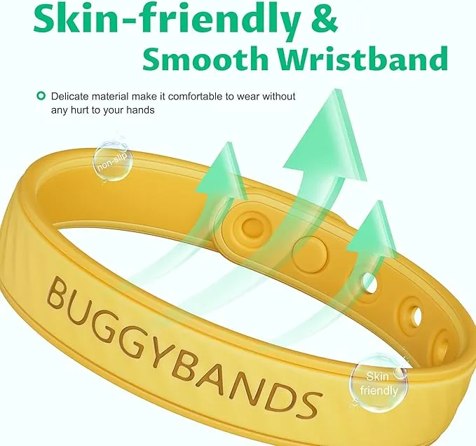 Mosquito Repellent Bracelets, 2 Pack Silicone Mosquito Repellent Bands with DEET Free, Natural & Waterproof Bug Wristbands for Kids and Adults, Outdoor Traveling Protection (Green&Yellow)