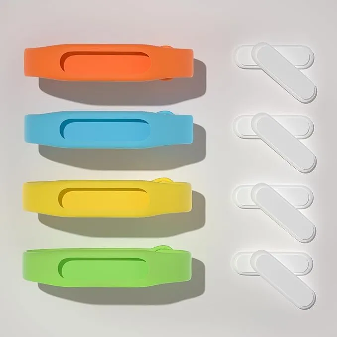 Mosquito Repellent Bracelets for Adult Kids, Individually Wrapped Anti-Insect Wristband for Indoor Outdoor, Waterproof Bug Protection for Camping Fishing Hiking (4 Pack)