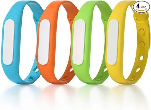 Mosquito Repellent Bracelets for Adult Kids, Individually Wrapped Anti-Insect Wristband for Indoor Outdoor, Waterproof Bug Protection for Camping Fishing Hiking (4 Pack)