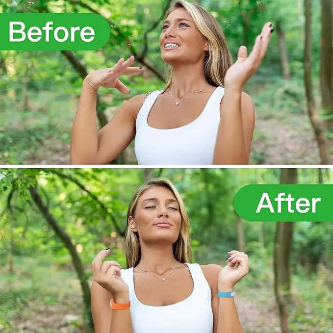 Mosquito Repellent Bracelets for Adult Kids, Individually Wrapped Anti-Insect Wristband for Indoor Outdoor, Waterproof Bug Protection for Camping Fishing Hiking (4 Pack)