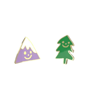 Mountain & Tree Earrings - Gold Outdoorsy Nature Studs