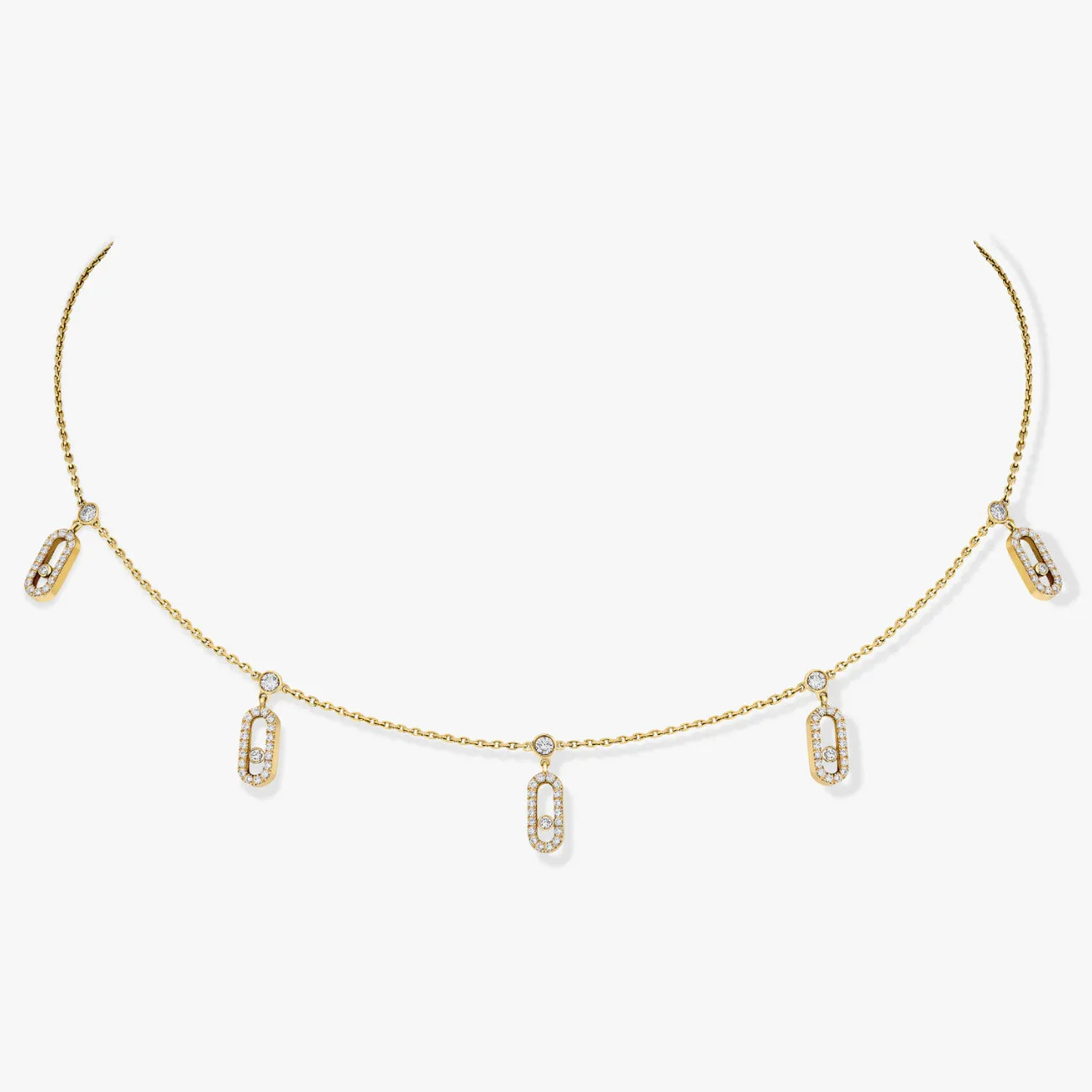 Move Uno 18K Yellow Gold Pavé Drop Diamond Pendant Choker Necklace