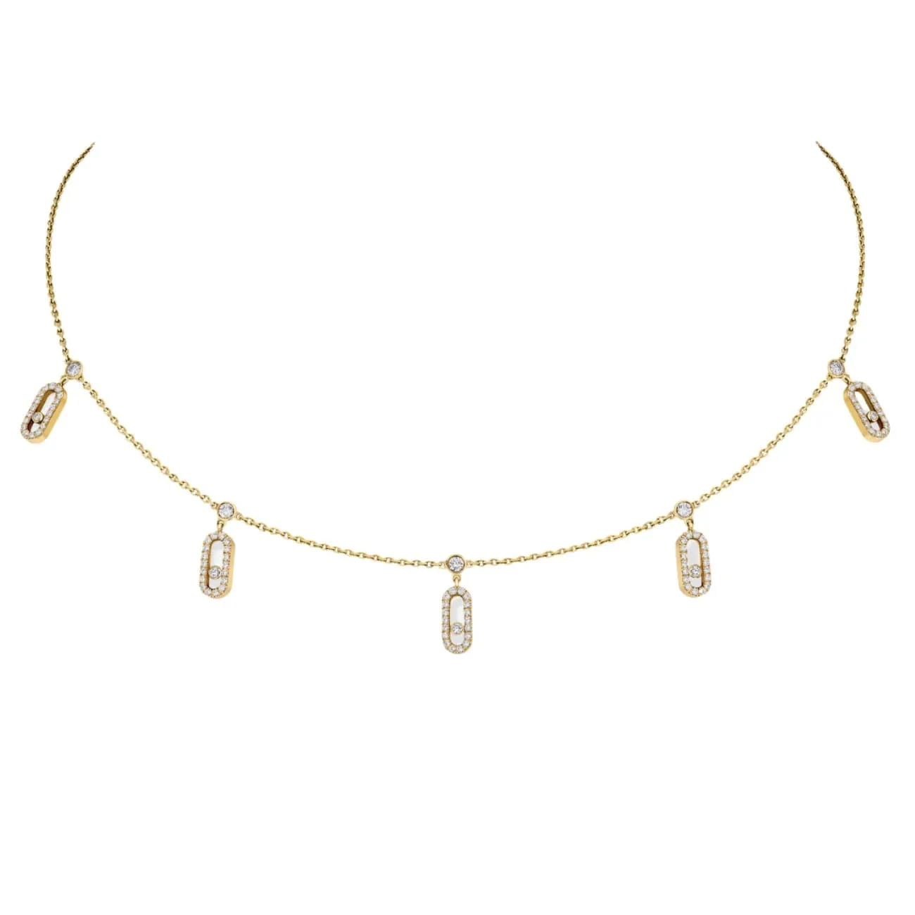 Move Uno 18K Yellow Gold Pavé Drop Diamond Pendant Choker Necklace