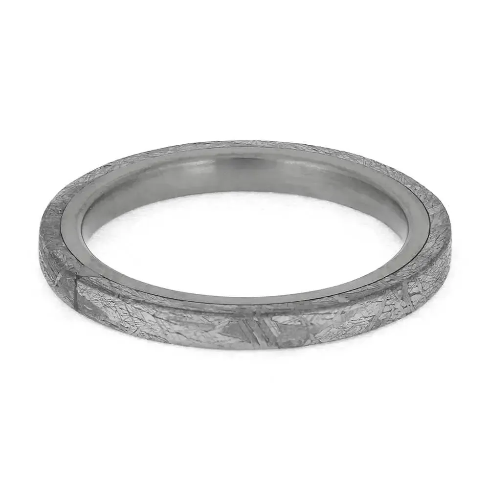 Narrow Meteorite Wedding Band for Women