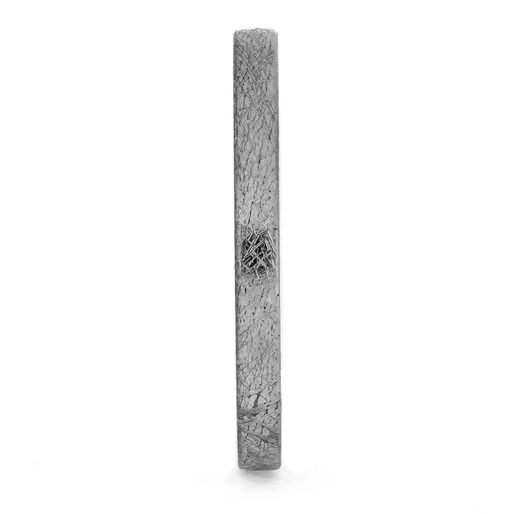 Narrow Meteorite Wedding Band for Women