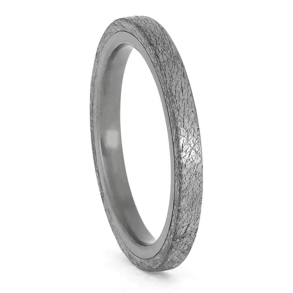 Narrow Meteorite Wedding Band for Women
