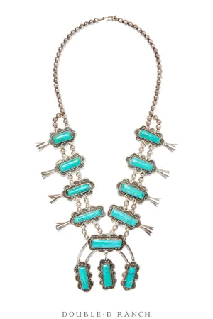 Necklace, Squash Blossom, Turquoise, Unique, Vintage, 3404