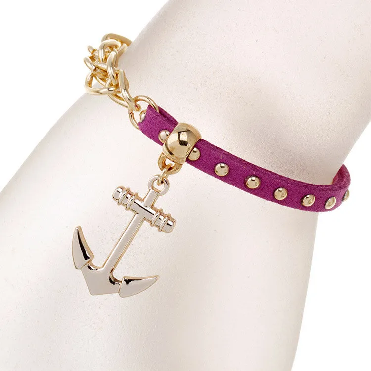 New gold chain Anchor bracelet leather bracelets pulsera ancla hot charm bracelet women pulseras mujer women jewelry