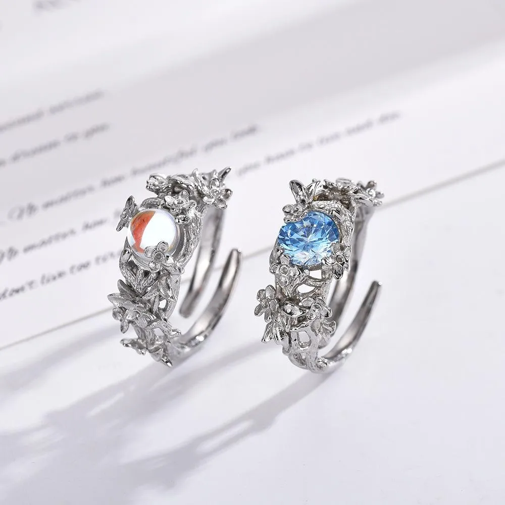 New Titanium Steel Flower Vine Opening Ring
