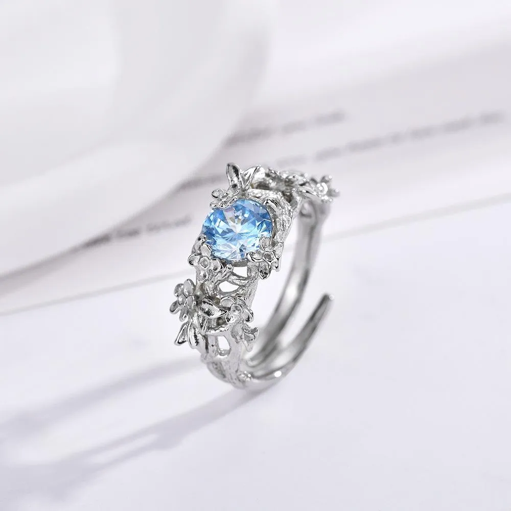 New Titanium Steel Flower Vine Opening Ring