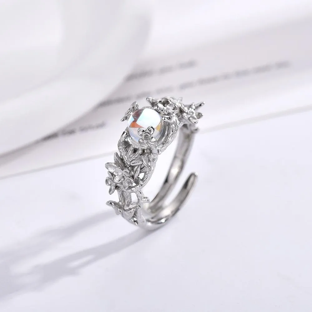 New Titanium Steel Flower Vine Opening Ring