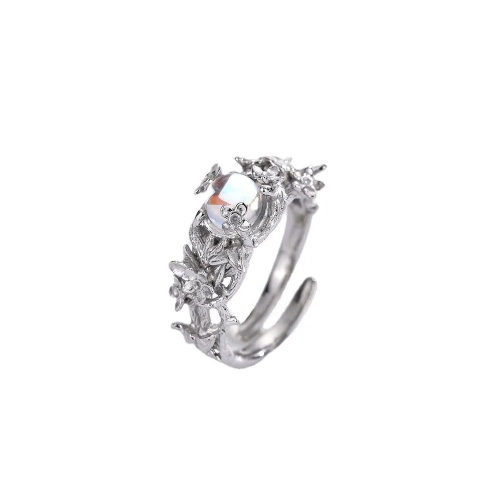 New Titanium Steel Flower Vine Opening Ring