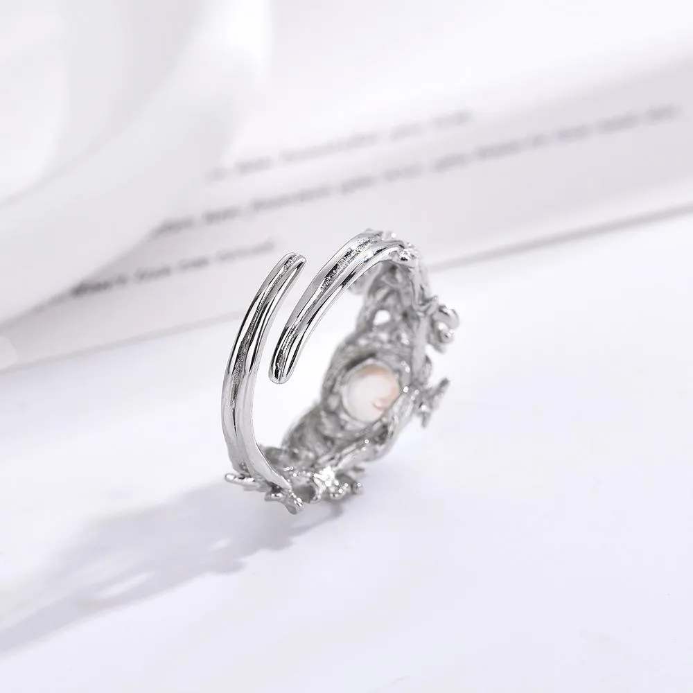 New Titanium Steel Flower Vine Opening Ring