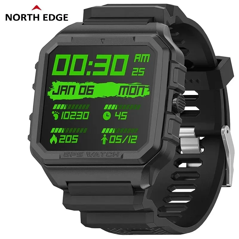 NORTH EDGE Men's Sports Smartwatch: GPS, GLONASS, GALILEO Tracking, Compass, Heart Rate, SpO2, Stress Monitoring & Bluetooth