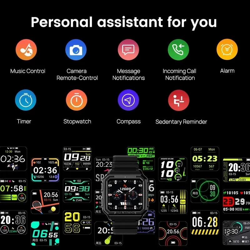 NORTH EDGE Men's Sports Smartwatch: GPS, GLONASS, GALILEO Tracking, Compass, Heart Rate, SpO2, Stress Monitoring & Bluetooth