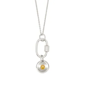 November Birthstone Carabiner Necklace - Citrine