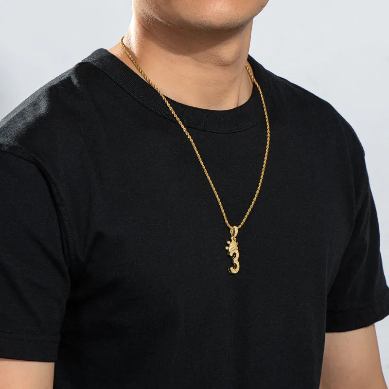 Number 3 Crown Created Diamond Pendant Necklace  23.62''