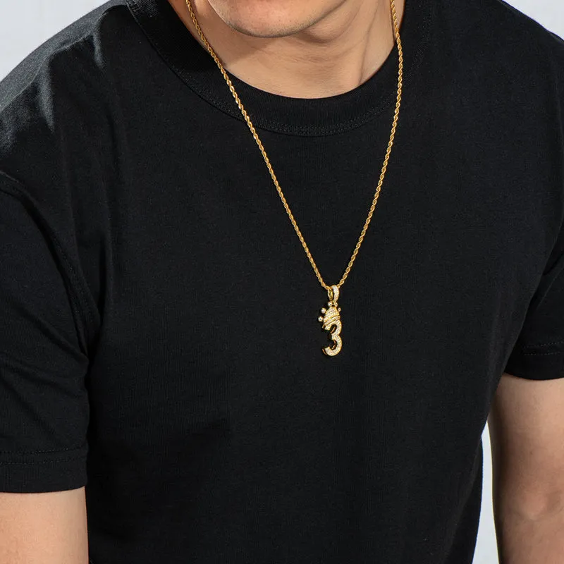 Number 3 Crown Created Diamond Pendant Necklace  23.62''