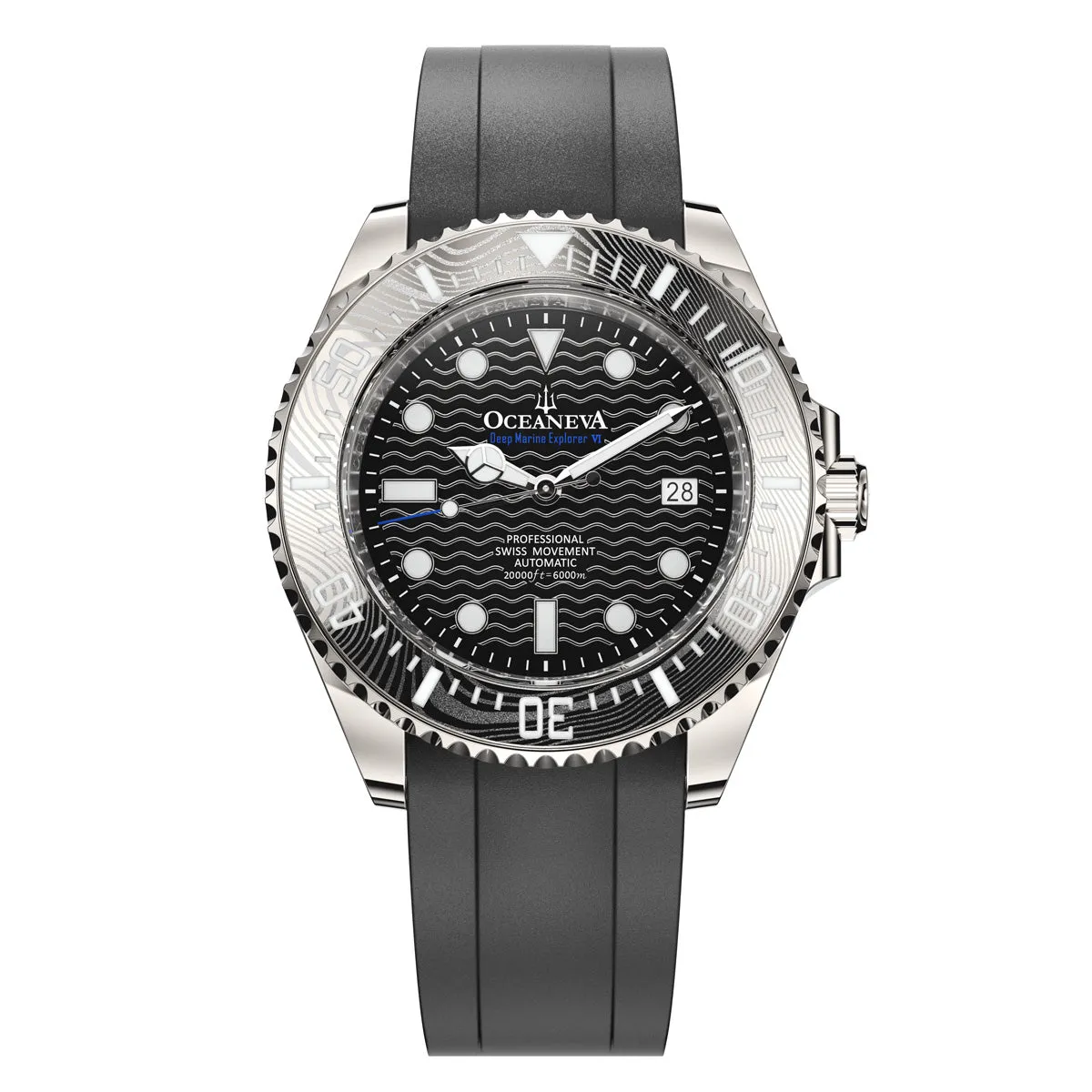 Oceaneva 6000m Deep Marine Explorer VI Grade 5 Titanium Automatic Watch  Black Dial