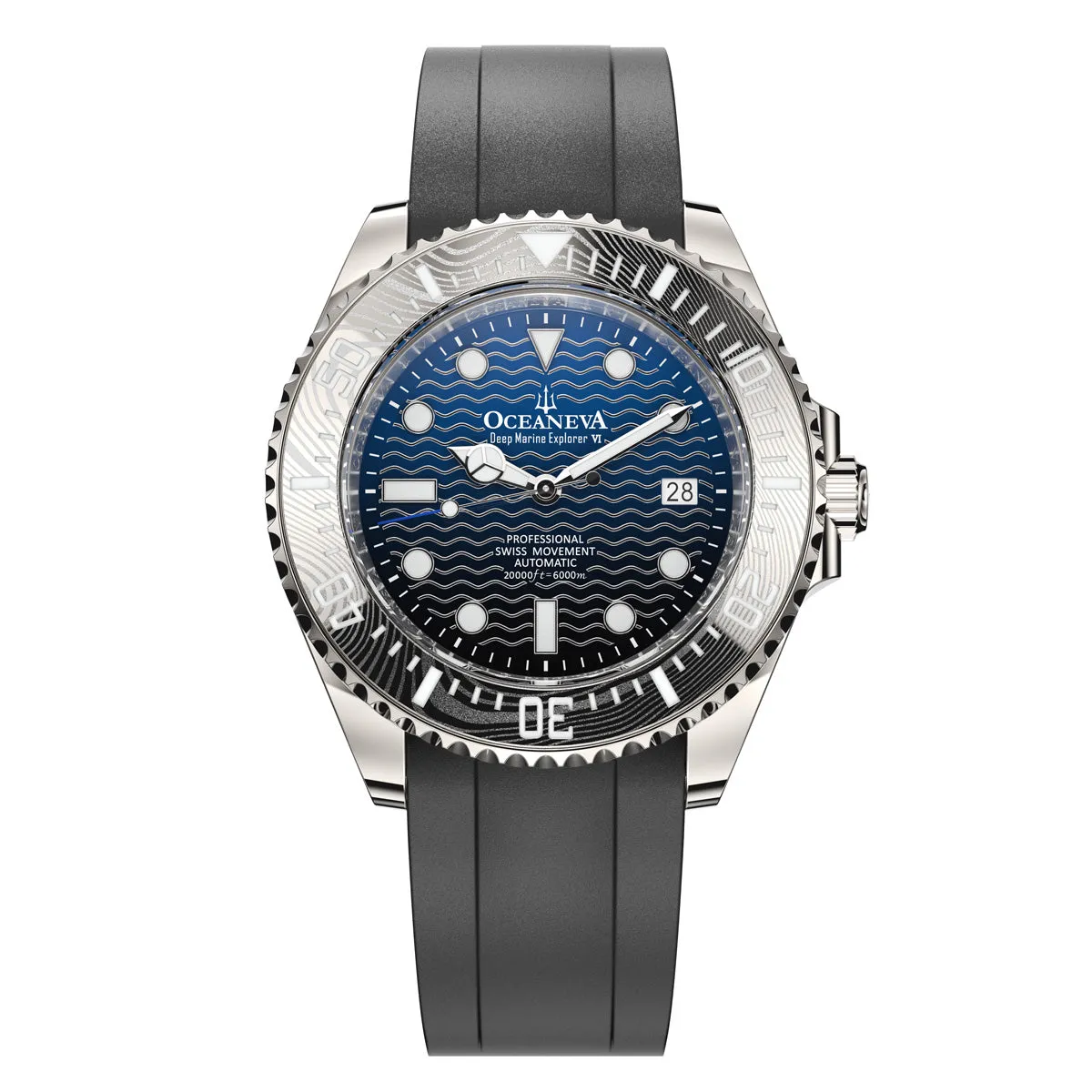 Oceaneva 6000m Deep Marine Explorer VI Grade 5 Titanium Automatic Watch Blue Black Dial