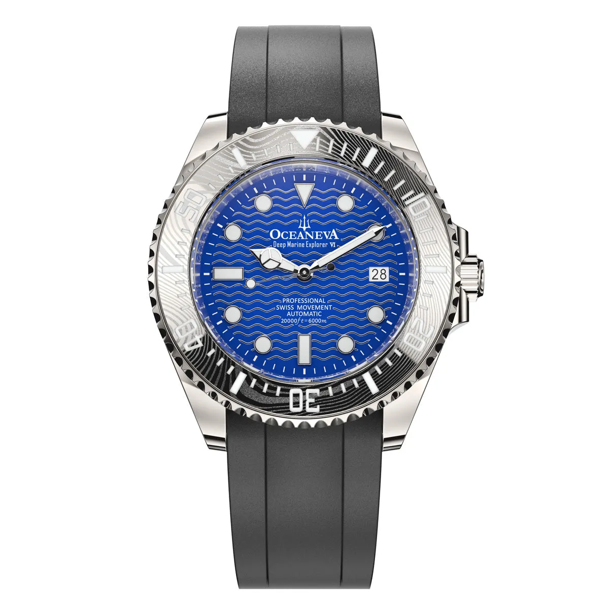 Oceaneva 6000m Deep Marine Explorer VI Grade 5 Titanium Automatic Watch Blue Dial