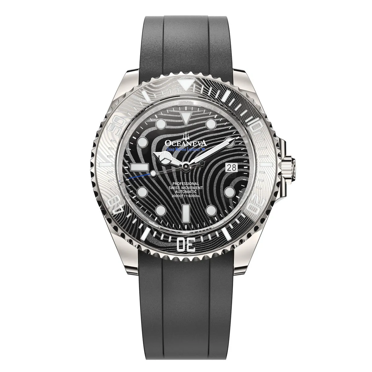Oceaneva 6000m Deep Marine Explorer VI Grade 5 Titanium Automatic Watch Damascus Dial