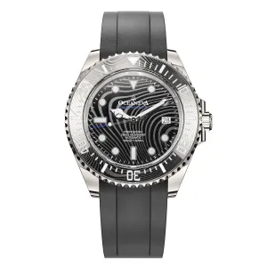 Oceaneva 6000m Deep Marine Explorer VI Grade 5 Titanium Automatic Watch Damascus Dial