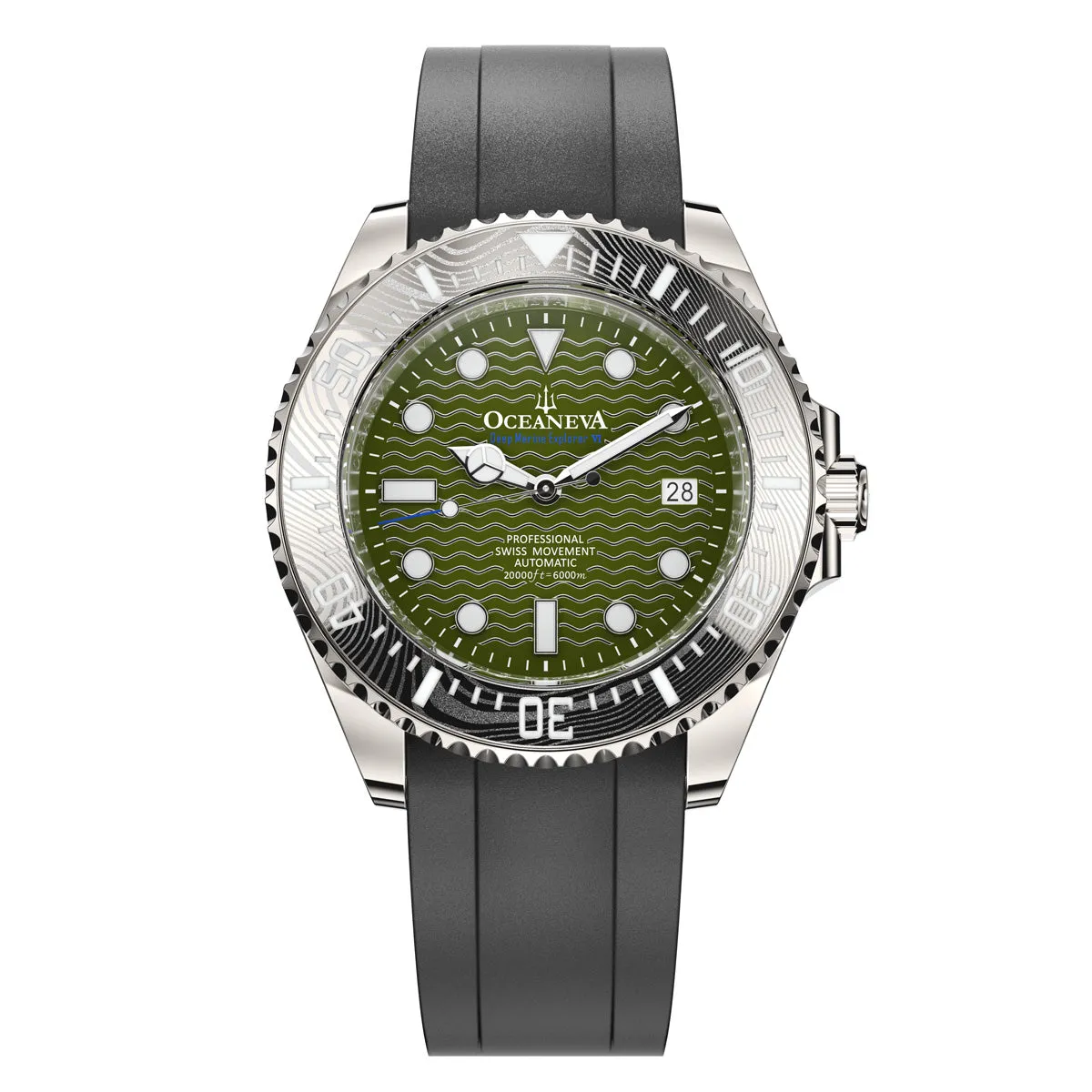 Oceaneva 6000m Deep Marine Explorer VI Grade 5 Titanium Automatic Watch Green Dial