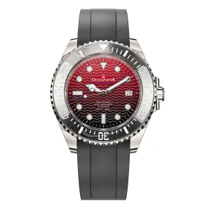Oceaneva 6000m Deep Marine Explorer VI Grade 5 Titanium Automatic Watch Red Black Dial