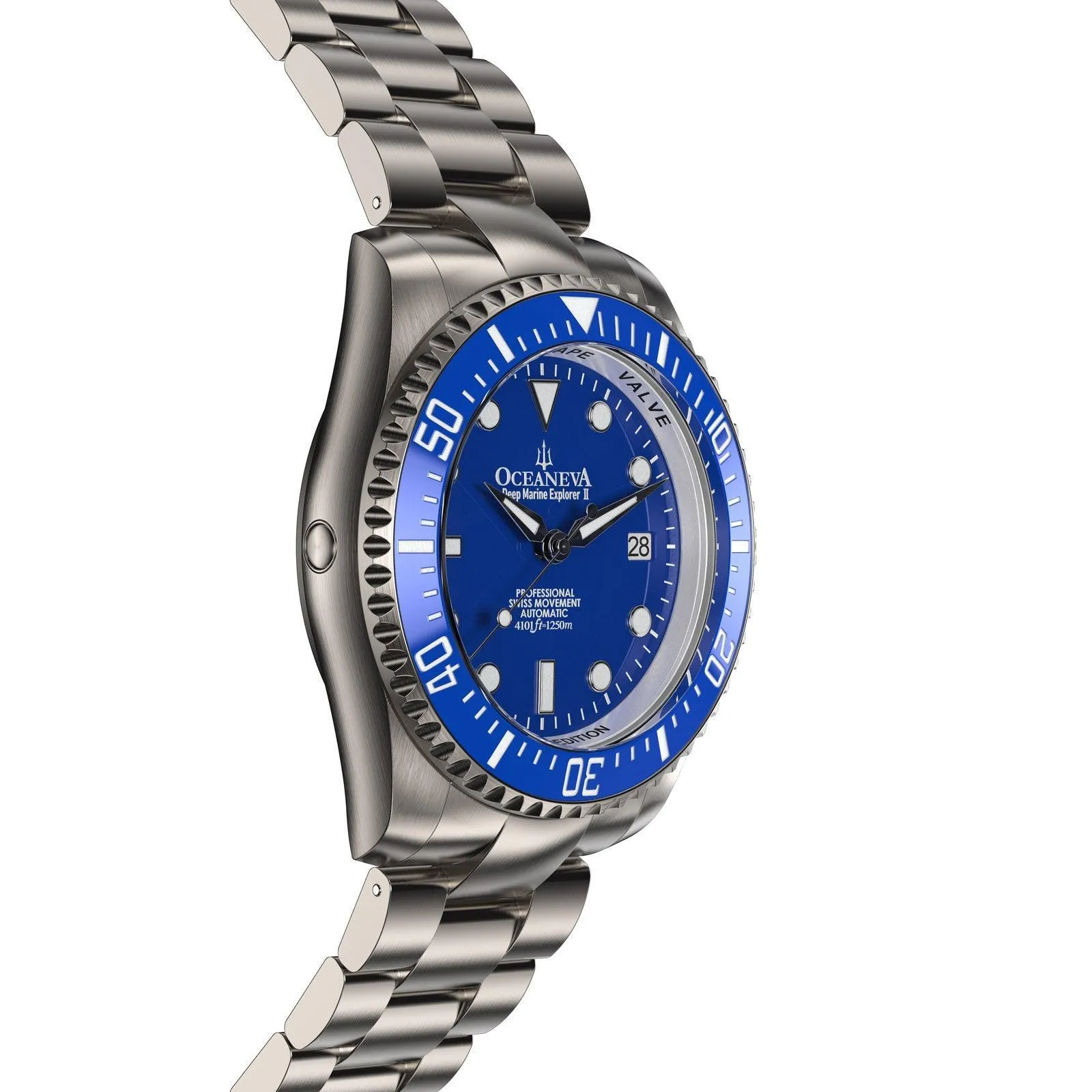 Oceaneva Men's Deep Marine Explorer II 1250M Titanium Watch Blue Dial