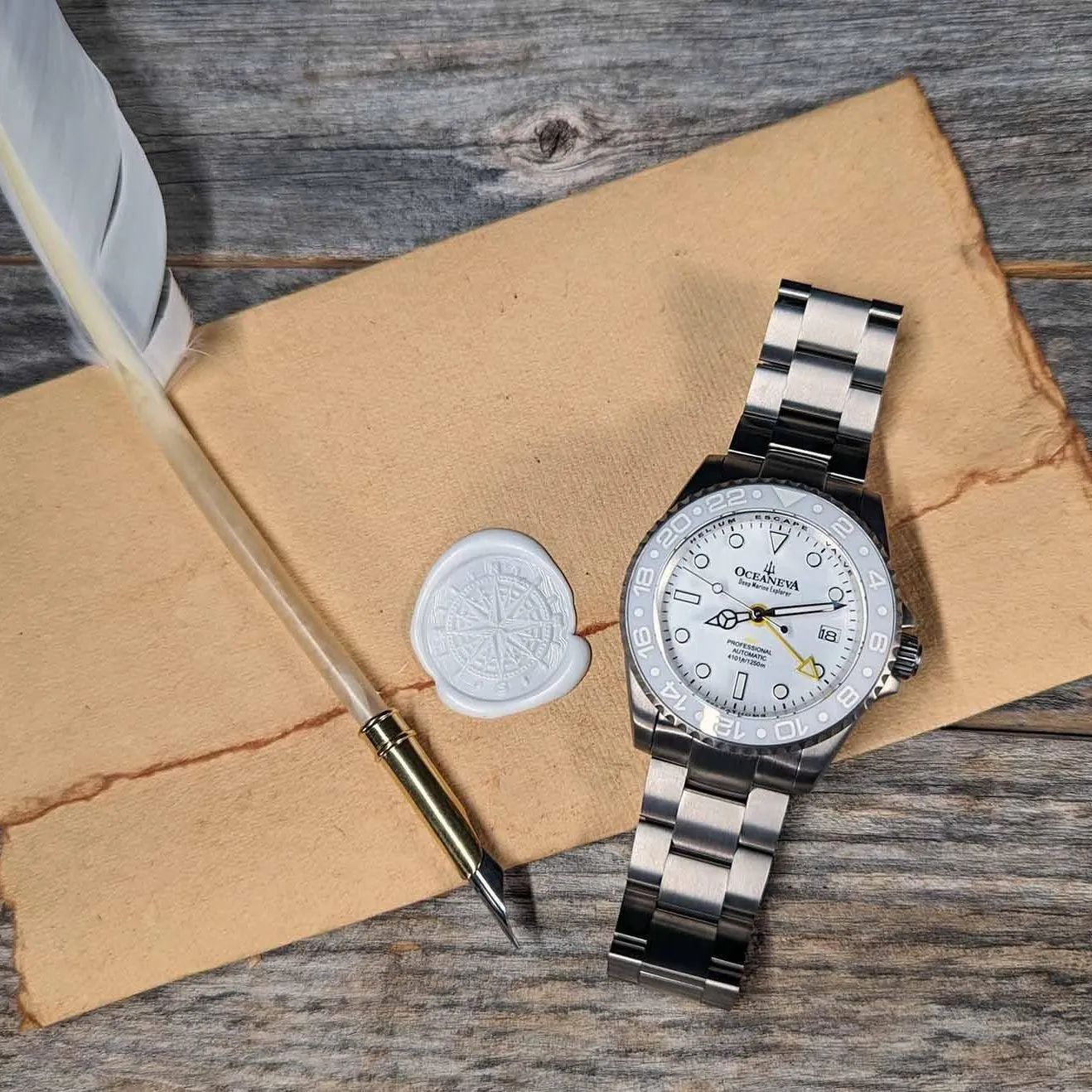Oceaneva Titanium Deep Marine Explorer GMT Automatic 1250M All White