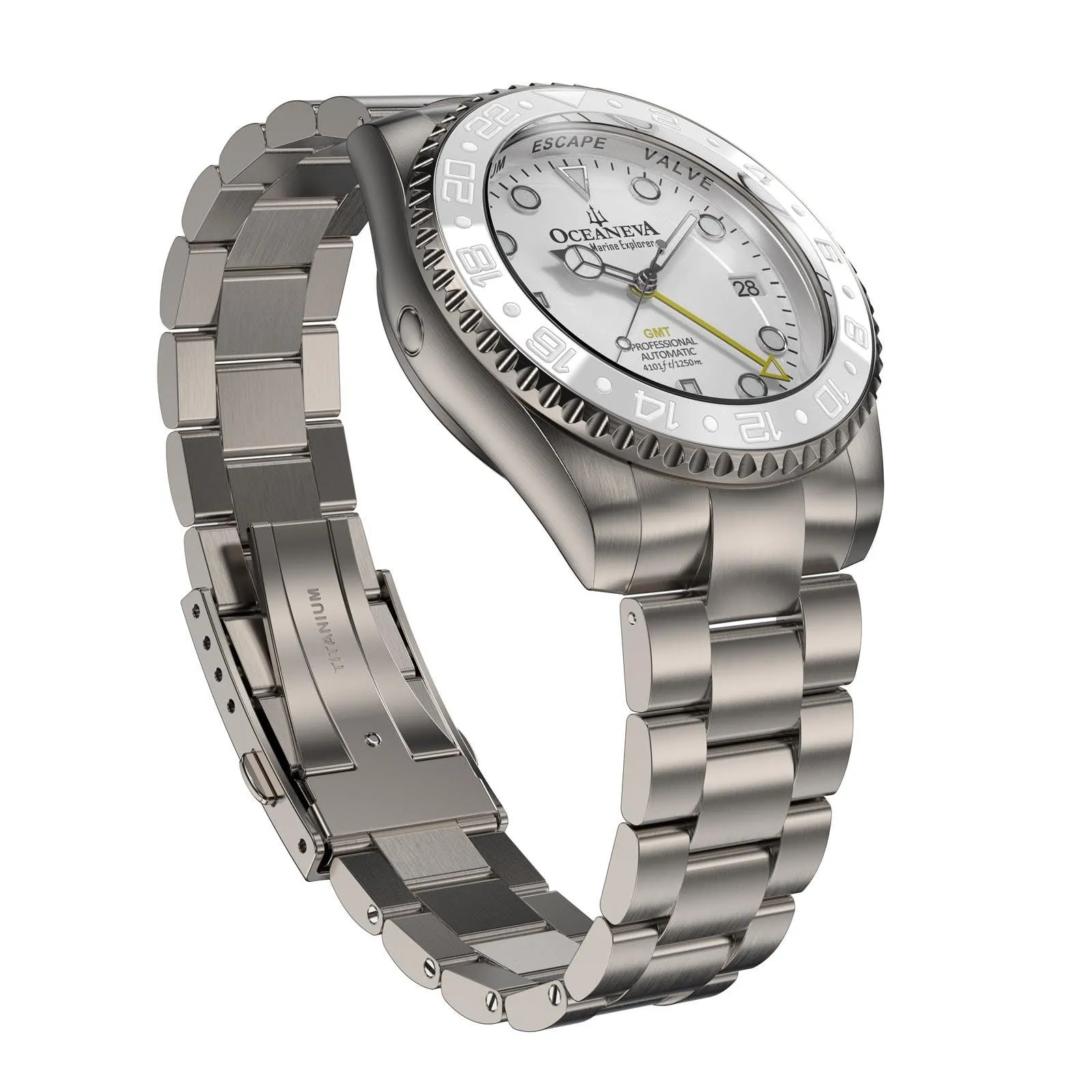 Oceaneva Titanium Deep Marine Explorer GMT Automatic 1250M All White