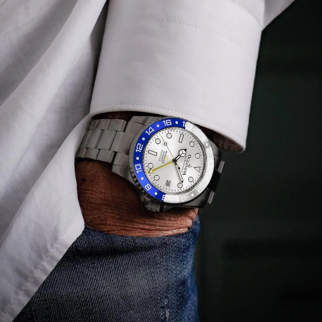 Oceaneva Titanium Deep Marine Explorer GMT Automatic 1250M White Blue
