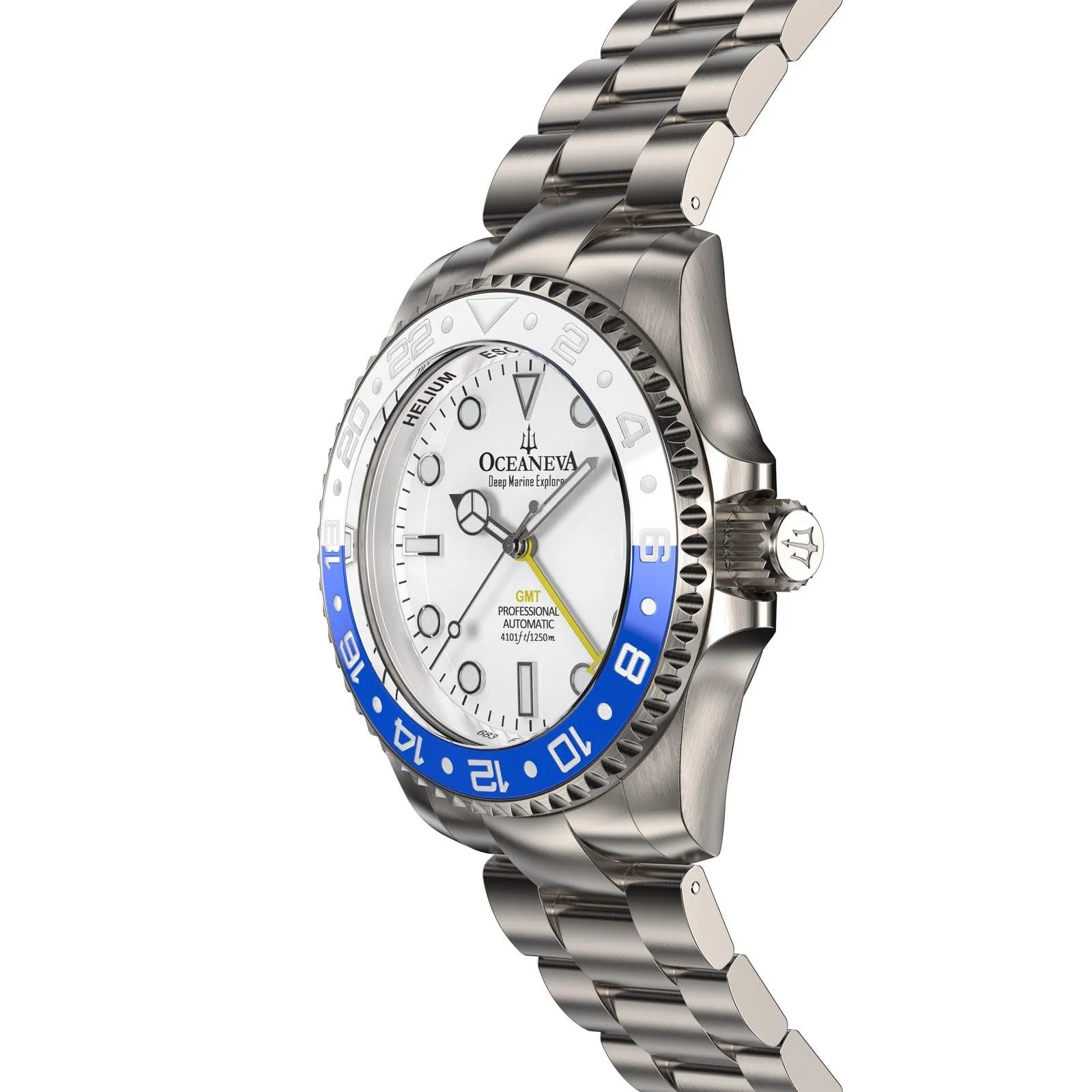Oceaneva Titanium Deep Marine Explorer GMT Automatic 1250M White Blue