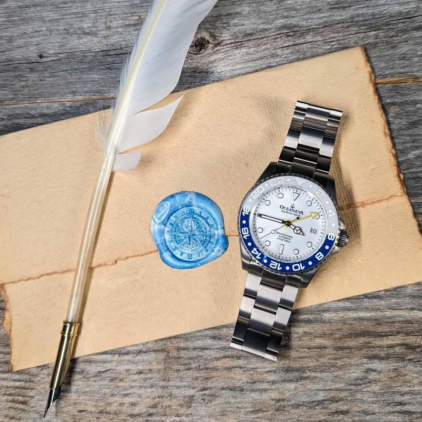 Oceaneva Titanium Deep Marine Explorer GMT Automatic 1250M White Blue
