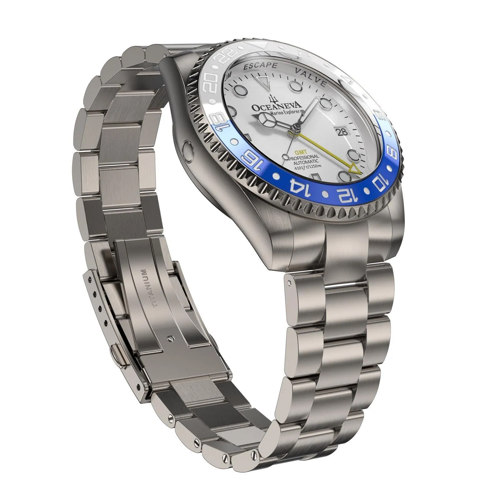 Oceaneva Titanium Deep Marine Explorer GMT Automatic 1250M White Blue