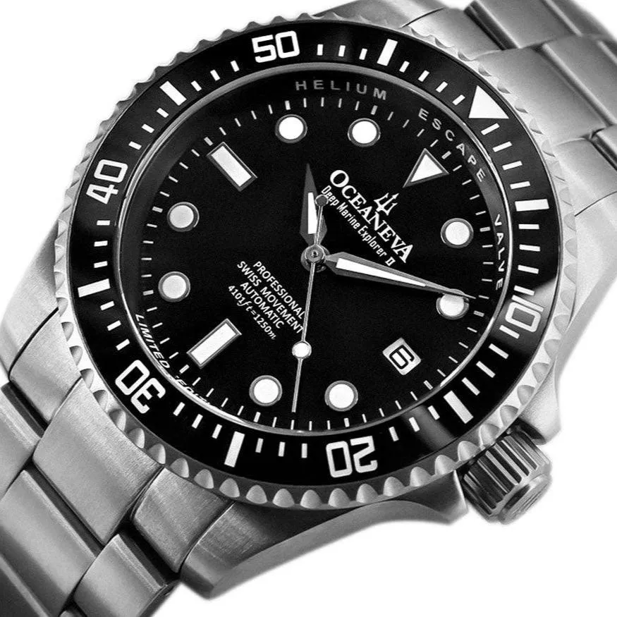 Oceaneva Titanium Deep Marine Explorer II Automatic Pro Diver Black Limited Edition