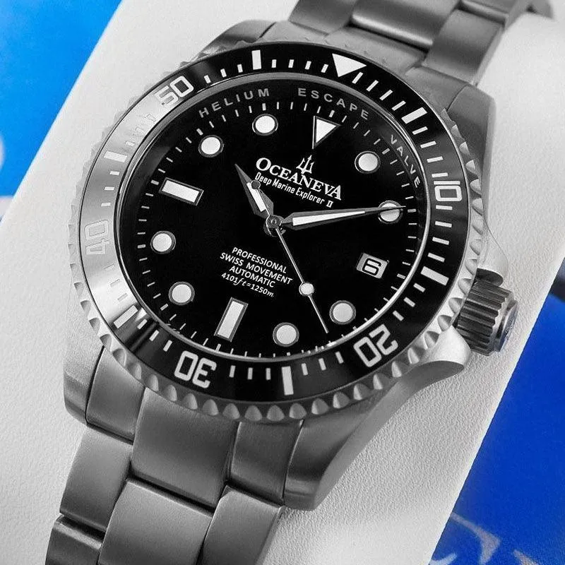 Oceaneva Titanium Deep Marine Explorer II Automatic Pro Diver Black Limited Edition