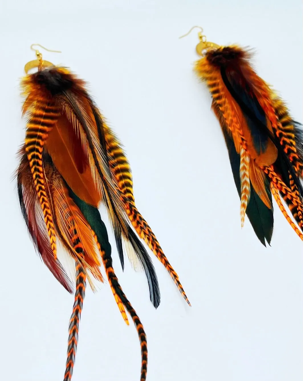 One of a Kind Long Bohemian Feather Earrings - Road Tripping