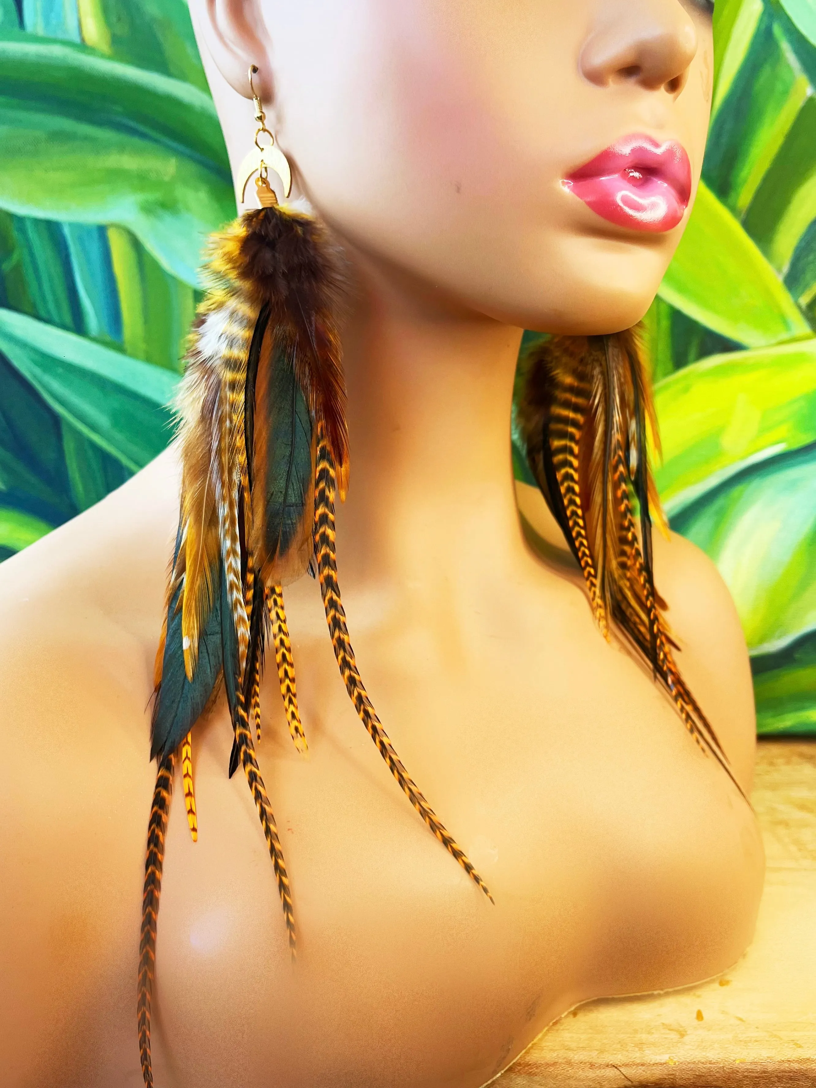 One of a Kind Long Bohemian Feather Earrings - Road Tripping