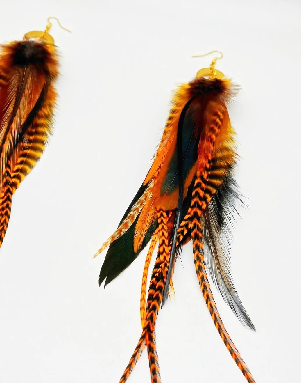 One of a Kind Long Bohemian Feather Earrings - Road Tripping