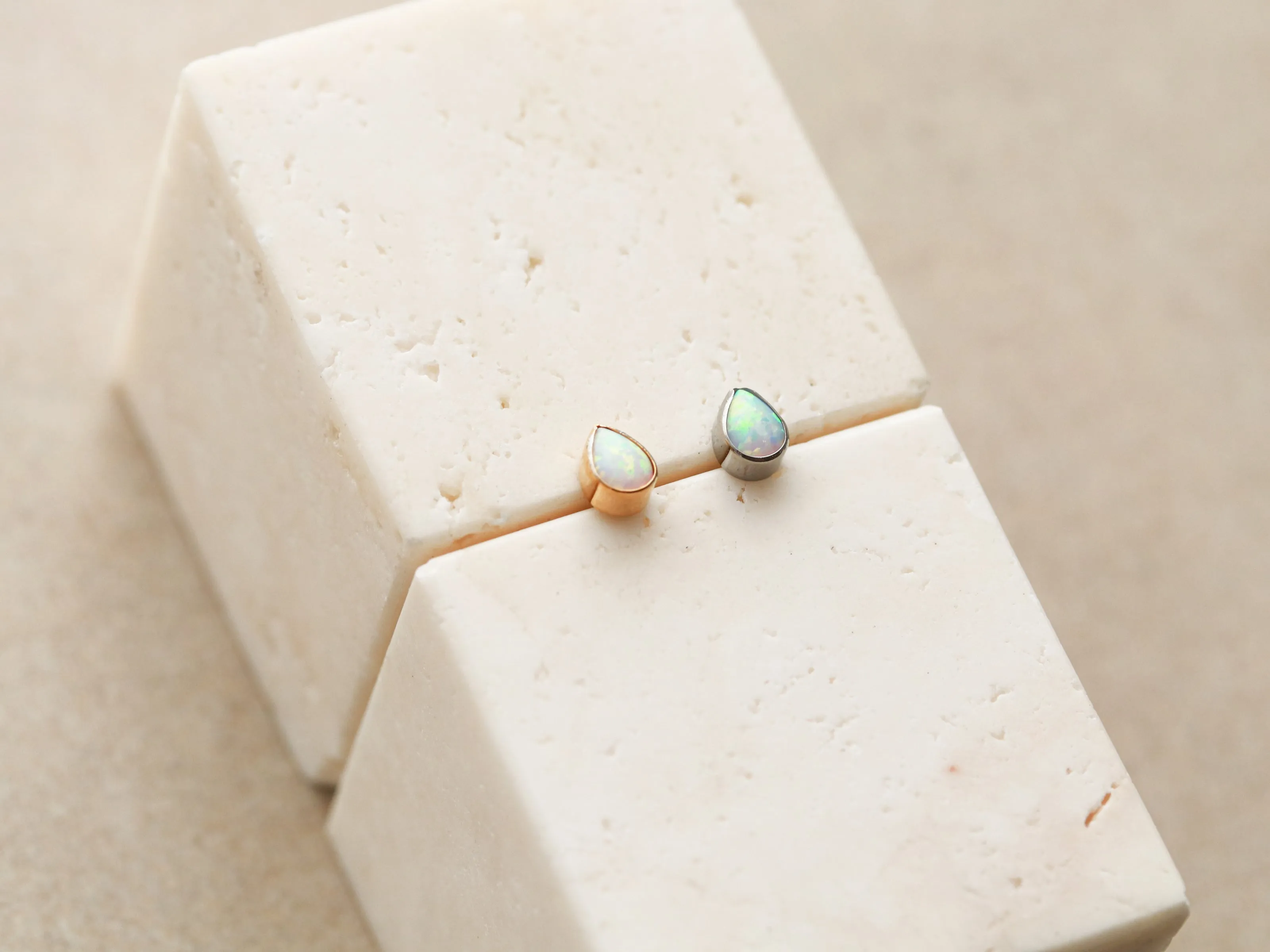 Opal Teardrop - Titanium Flat Back