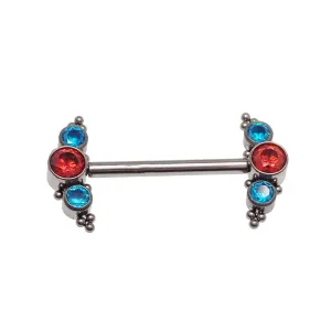 Orange and Teal CZ Beaded Nipple Cluster 14g, 12g
