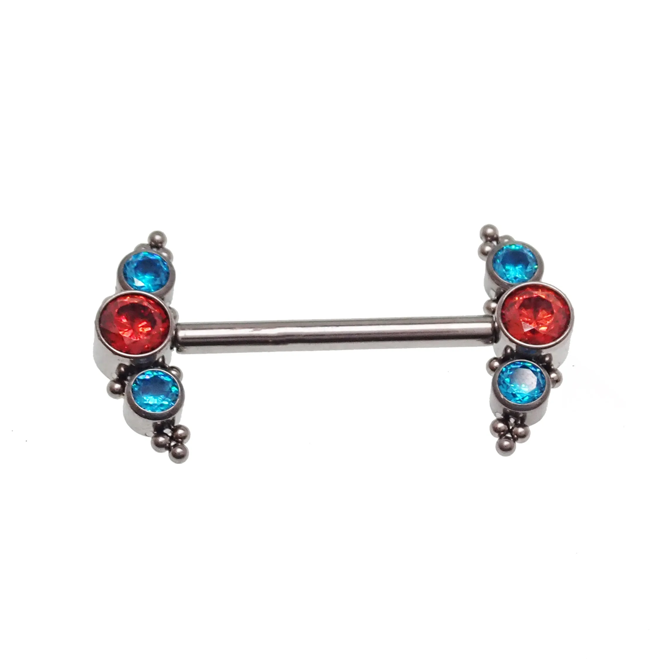Orange and Teal CZ Beaded Nipple Cluster 14g, 12g