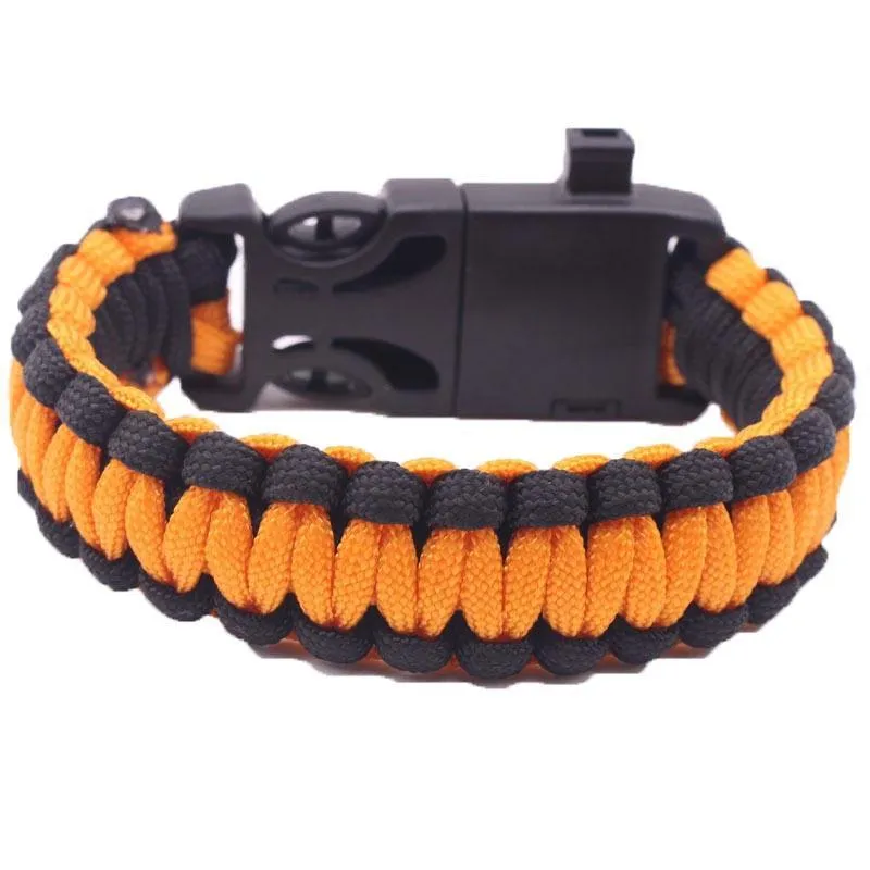 Outdoor Emergency 5 In 1 Survival Paracord Bracelet Flint Starter Whistle Compas