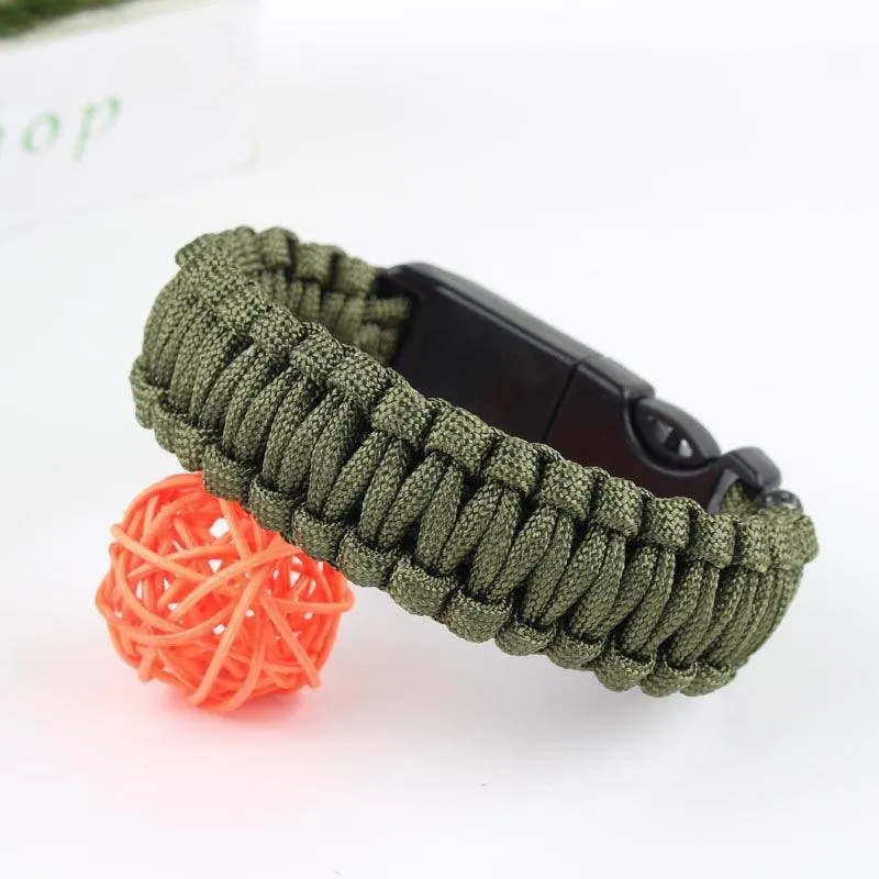 Outdoor Emergency 5 In 1 Survival Paracord Bracelet Flint Starter Whistle Compas
