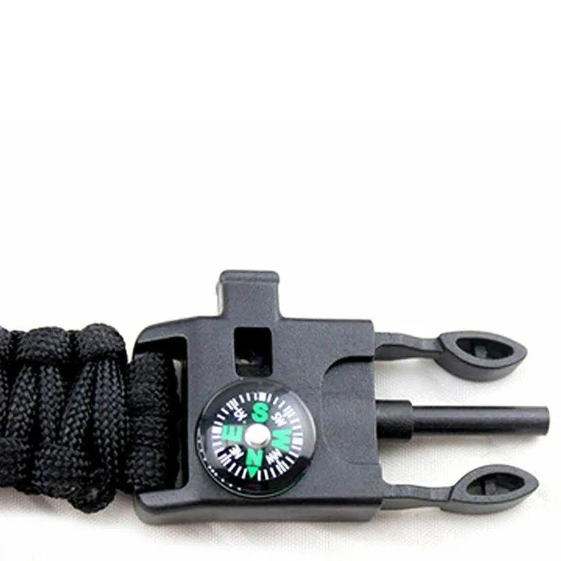 Outdoor Emergency 5 In 1 Survival Paracord Bracelet Flint Starter Whistle Compas