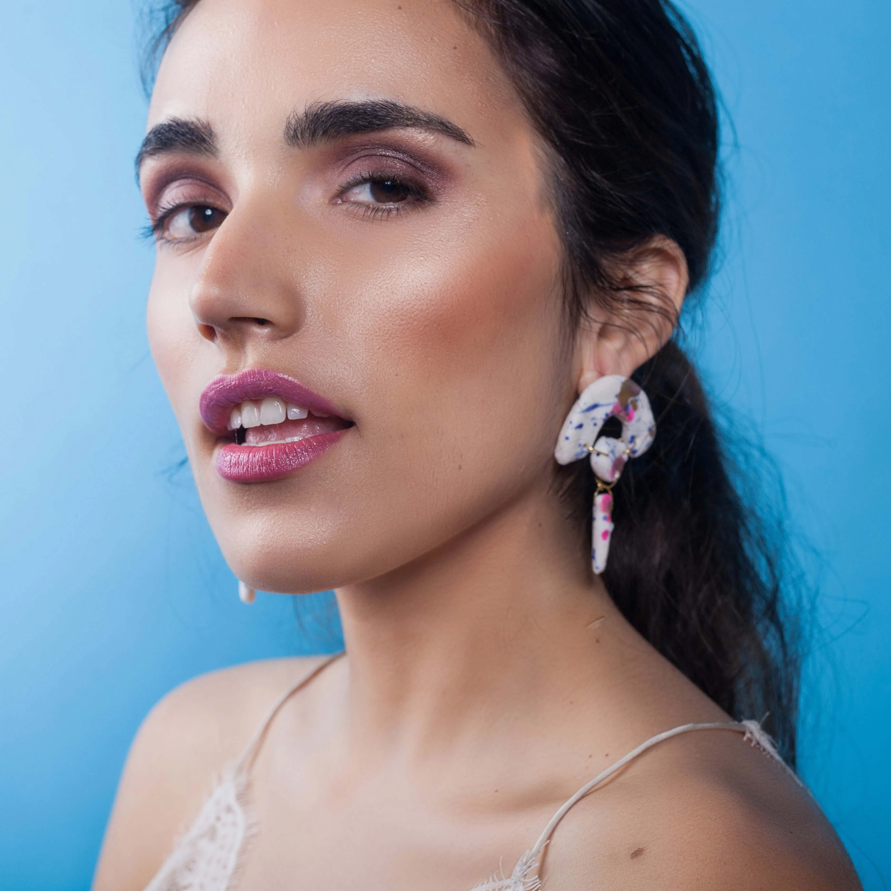 Painted Eclipse Porcelain Earrings