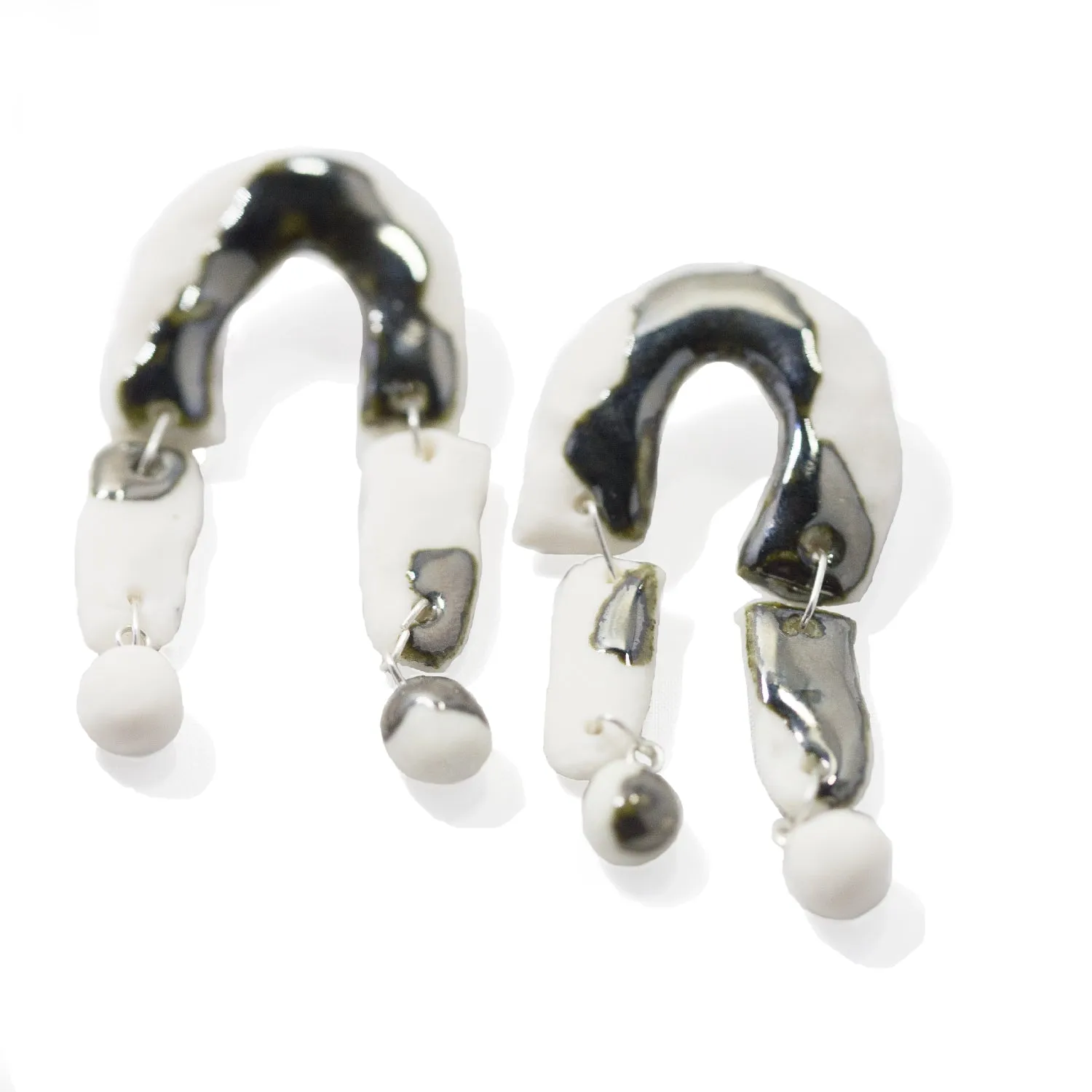 Palladium Vector Porcelain Earrings