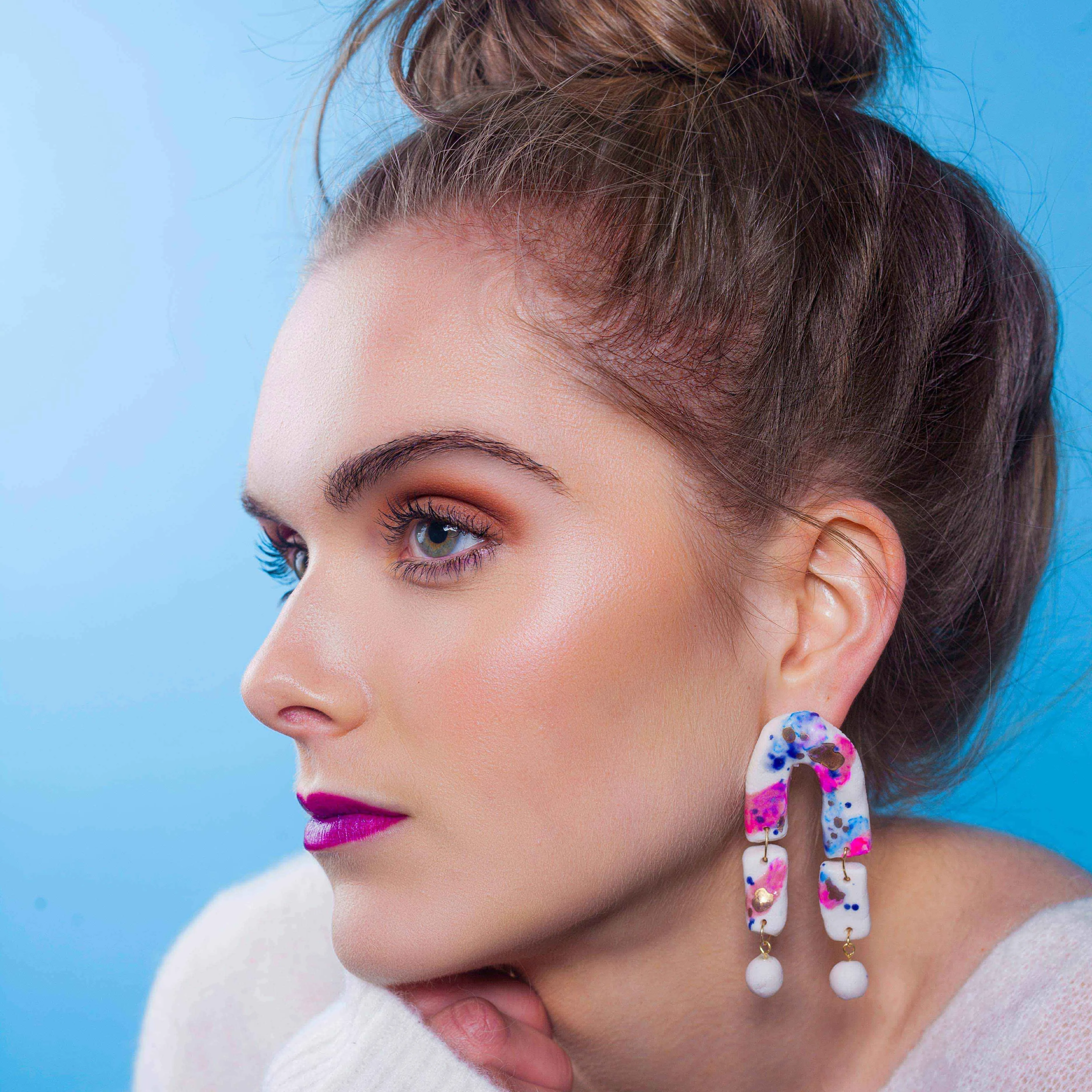 Palladium Vector Porcelain Earrings